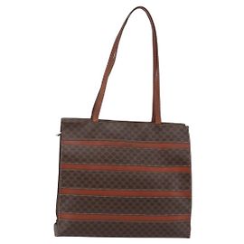 Céline Borsa tote in tela Macadam CELINE in pelle PVC marrone oro Auth bs29818