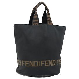 Borsa a Mano FENDI in Nylon Nero e Oro Auth ep10985