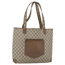 Gucci Borsa Tote GG Supreme in PVC pelle beige oro 002 098 0057 Auth bs31684