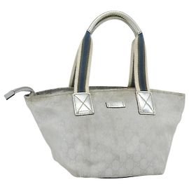 Borsa a mano in tela GG Sherry Line Gucci Argento 131228 Auth 151449