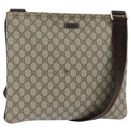 Gucci Borsa a Spalla GG Supreme PVC Beige Oro 201446 Auth 148846