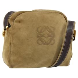 LOEWE Borsa a Spalla Anagram Camoscio Beige Oro Auth 155473