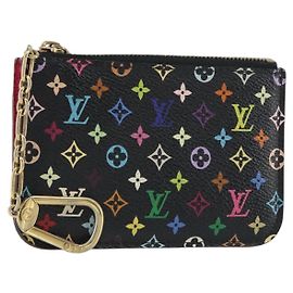 LOUIS VUITTON Pochette Cles NM Portamonete Multicolore Nero M60279 Auth bs31332V