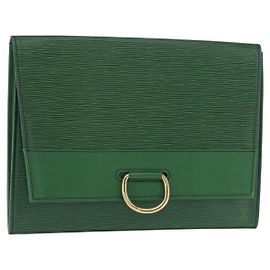LOUIS VUITTON Epi Jena Clutch Tasche Grün M52724 LV Auth 155008