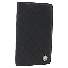 CHANEL Cartera Larga Matelassé de Piel de Cordero Negra CC Auth bs31616