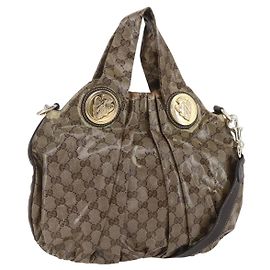 Borsa Gucci GG Crystal Histeria in tela rivestita 2 in 1 beige oro 203486 Auth 154644