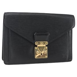 LOUIS VUITTON Sac Clutch Dragonne Epi Série Noir M52612 LV Auth 156992