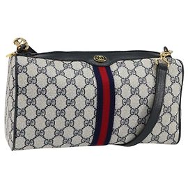 Borsa a Spalla Gucci GG Supreme Sherry Line PVC Rosso Blu 41 004 4464 Auth 155232