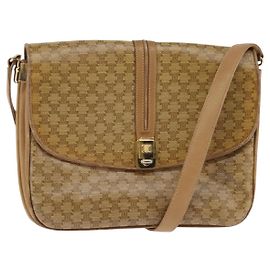 Céline Sac à bandoulière en toile Macadam CELINE PVC Beige Or Auth BA6373