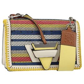 Borsa a Spalla LOEWE Barcelona in Pelle Gialla Argento Autentica 128170V
