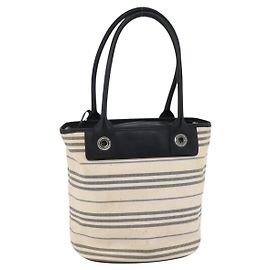 Burberry Tote Bag aus Canvas und Leder in Weiß Silber Auth BA6465