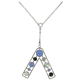Collana Christian Dior metallo Argento Auth bs29694