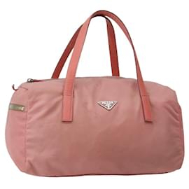 PRADA Borsa a mano in nylon rosa argento Auth hk3055