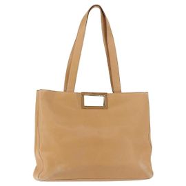 Borsa Tote Gancini in Pelle Beige Oro Salvatore Ferragamo Auth 143257