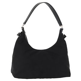 Borsa a Spalla Vala in Nylon Nero e Argento di Salvatore Ferragamo Auth ka686