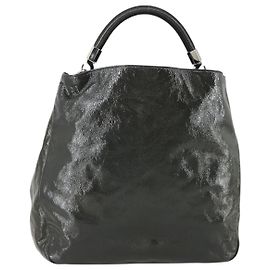 Borsa a Spalla SAINT LAURENT Smalto Khaki Argento Auth bs31200
