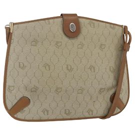 Borsa a spalla in tela a nido d'ape PVC beige oro Auth 153689 Christian Dior