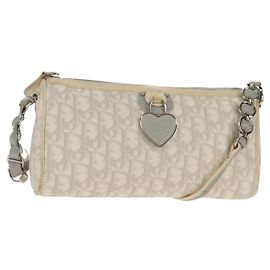 Borsa a Spalla Romantica Trotter Christian Dior PVC Bianco Argento Auth 155320V