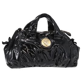 Borsa a Mano GUCCI Smalto Nero Oro 197020 Auth BA8750