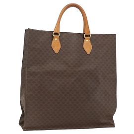 Céline CELINE Macadam Canvas Handtasche aus PVC-Leder in Braun und Gold Auth gh1448