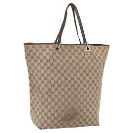 Borsa Tote in Tela GG Gucci Beige Argento 31242 Auth 148537