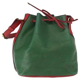 LOUIS VUITTON Bolsa de Ombro Petit Noé Epi Bicolor Verde Vermelho M44147 LV Auth ka966