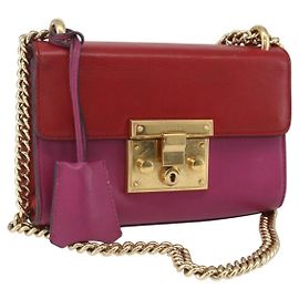 Sac à épaule en cuir rouge et or GUCCI 409487 Auth ka847