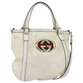 Borsa Britt Sherry Line Web di GUCCI in tela rivestita 2 in 1 bianco oro 162886 Auth 156412