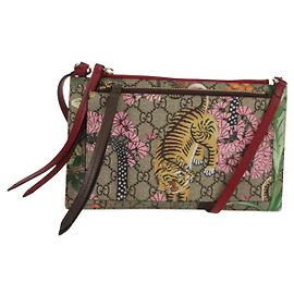 Gucci Borsa a fiori GG Supreme Bengal Tiger in PVC beige e oro 454111 Auth 154913SAM