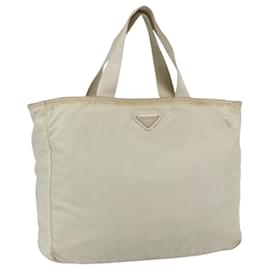 Borsa Tote PRADA Nylon Beige Argento Auth bs31362