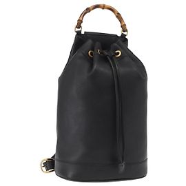 Borsa a corpo in pelle Gucci Bamboo nera e oro 003 2113 0036 Auth ka581