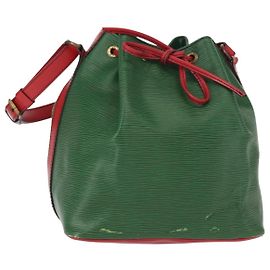 LOUIS VUITTON Bolso de Hombro Petit Noé Epi Bicolor Verde Rojo M44147 LV Auth 154342