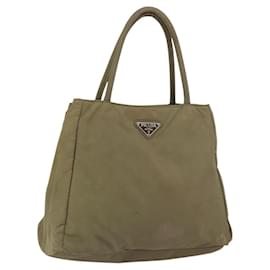 Borsa a mano PRADA in nylon khaki argento autentica bs31364