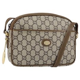 Borsa a spalla GUCCI GG Plus Supreme in pelle PVC beige e oro Auth 156789