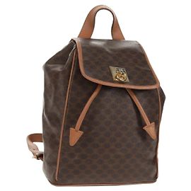 Céline Zaino in tela Macadam CELINE in pelle PVC marrone e oro Auth bs31713