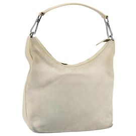 Borsa a Spalla GG Canvas Gucci Camoscio Bianco Argento 000 0602 Auth am10075