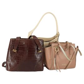 Borsa Tote in Pelle Salvatore Ferragamo 3 Pezzi Bianco Rosa Nero Auth 151677