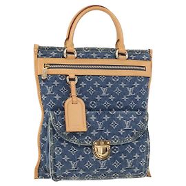 LOUIS VUITTON Monogram Denim Flach Shopper Tote Bag Blau M95018 LV Auth 159149SM
