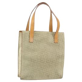 Céline CELINE C Macadam Canvas Handtasche aus Wildleder Beige Silber Authentisch bs31641