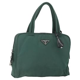PRADA Borsa a mano in nylon verde argento Auth 154193
