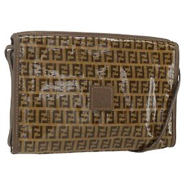Borsa a Spalla in Tela Zucchino FENDI in Tela Rivestita Marrone Auth ti3502