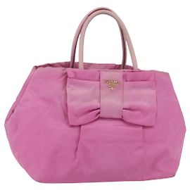 PRADA Borsa a mano in nylon rosa oro Auth 156242