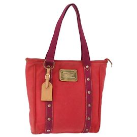 LOUIS VUITTON Antigua Cabas MM Borsa Tote Rossa M40034 LV Auth BA8612