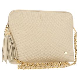 BALLY Borsa a Spalla con Catena Pelle Beige Oro Auth 157787