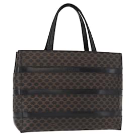 Céline Bolso tote de lona Macadam CELINE en cuero PVC negro y dorado Auth 155936