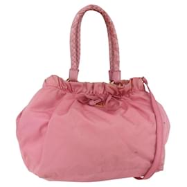PRADA Borsa a Mano Nylon 2in1 Rosa Oro Auth 156270