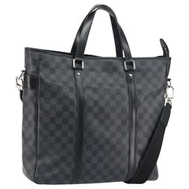 LOUIS VUITTON Schultertasche Damier Graphite Tadao 2way N51192 LV Auth BA8269