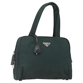 PRADA Borsa a mano in nylon verde argento Auth 151461
