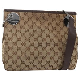 Borsa a Spalla GG Canvas Gucci Beige Argento 120841 Auth 151597