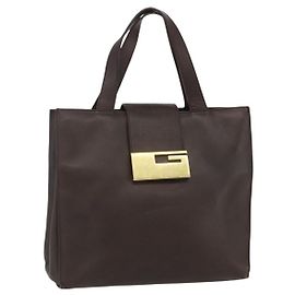 Borsa a mano GUCCI in pelle marrone oro 002 0347 Auth 151640